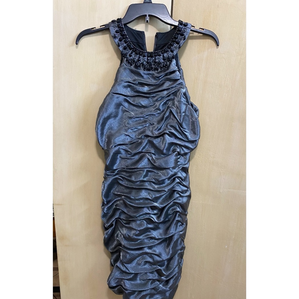 R&M Richards, size 10, knee-length, chrome silver dress